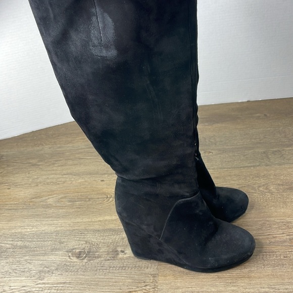 Nine West Women’s Black Suede Harvee Wedge Knee High Tall Boot, size 8 - Picture 10 of 12